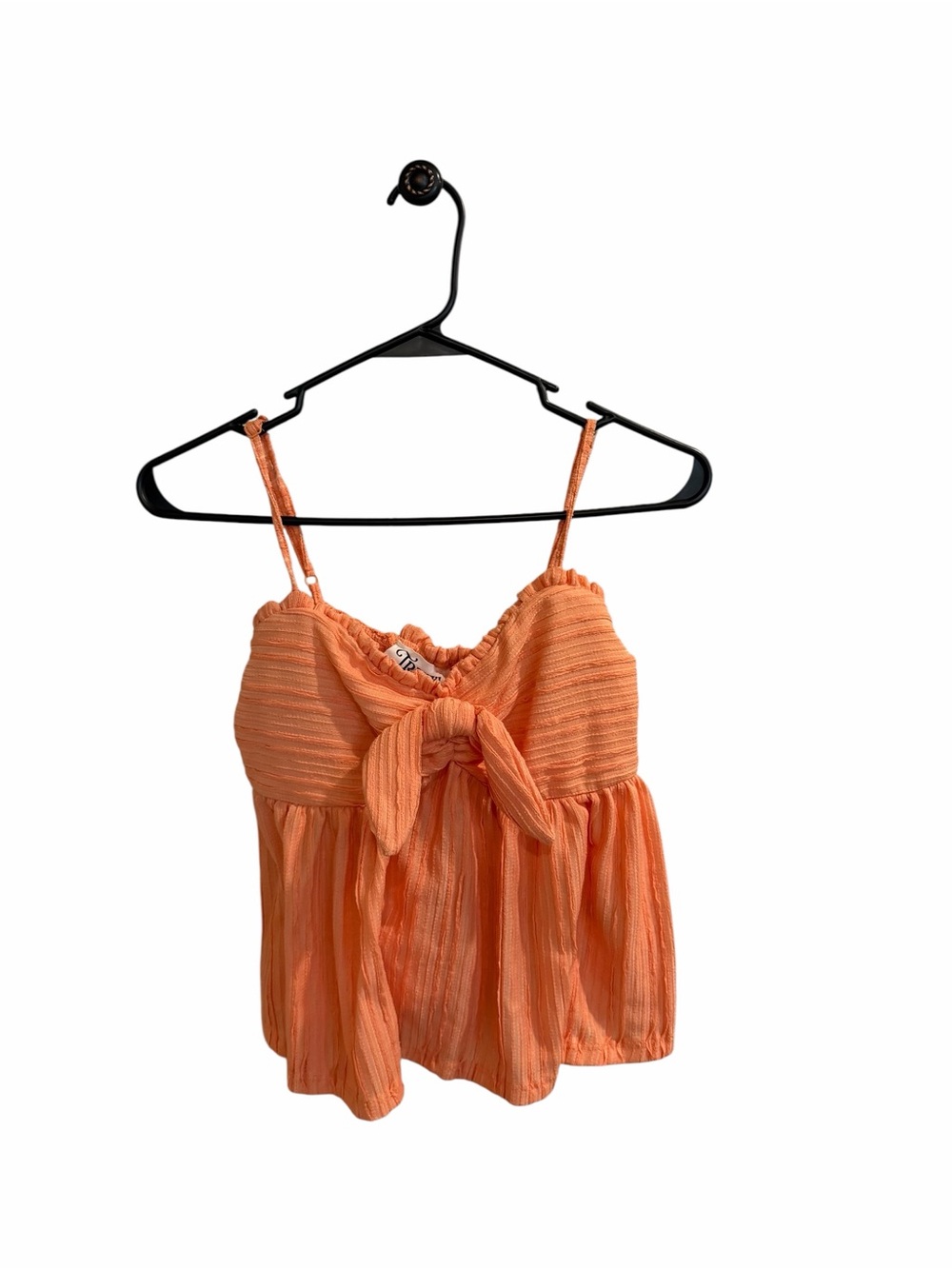 Orange Tie-Front Spaghetti Strap Women's Top